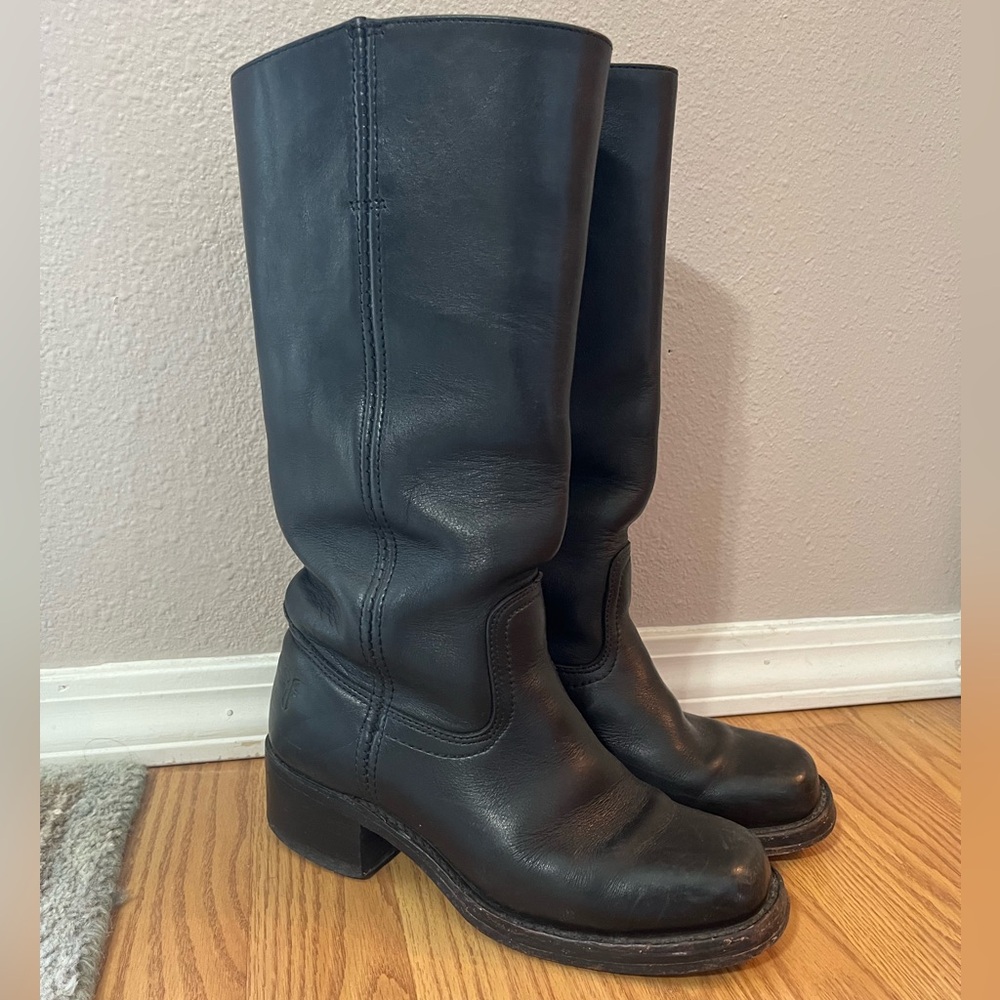 Frye Black Leather Campus Boots